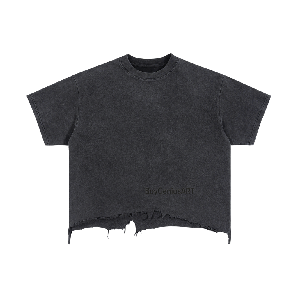 Vintage Wash Boxy Distressed Hem T-Shirt